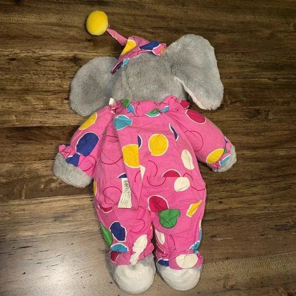 “NEW LOOKS” VTG VHTF Item980129 15” Stuff Animal Toy Elephant Circus Pink/Yellow - Picture 6 of 12